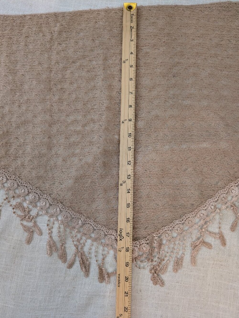Beige Tasseled Knit Scarf - Picture 7 of 7